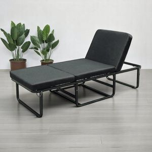 Sleepking - Slaappoef / Opklapbed Nairo - 80x200 - Inclusief matras - Zwart