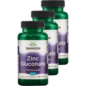 Swanson | Zinc Gluconate | 250 Capsules | 3 stuks | 3 x 250 capsules