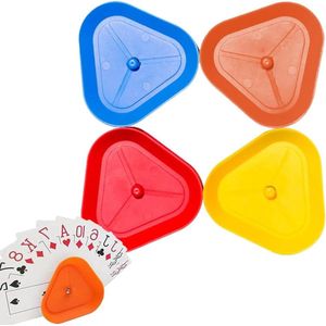 4 stuks speelkaarthouders in diverse kleuren voor kinderen en senioren