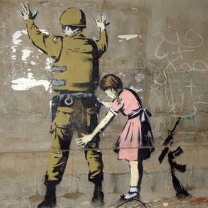 Banksy kid and soldier-50x50cm-plexiglas