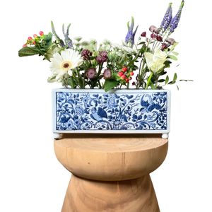 Tulpenvaas - Rijksmuseum - 29 x 12 cm - Delfts blauw - rechthoek - &Klevering - cadeau voor vrouw - Hollandse cadeautjes - Holland souvenir - Moederdag cadeautje