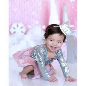 Glamour romper Zilver 74 - Baby Cadeau - kraamcadeau - feestelijke outfit baby - kerst romper