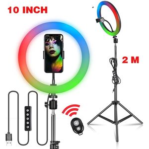 Bramboo Ringlamp met Statief - 10 inch - RGB - 20 Watt - USB - Afstandsbediening