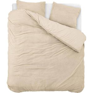 Droomtextiel Teddy Fleece Dekbedovertrek Taupe Tweepersoons 200x200/220 cm - Luxe Teddystof - Heerlijk Zacht