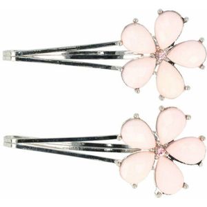 Haarsoires Haarspeld schuifspeldjes - Bloem pastel 5cm - Roze zilver - Set van 2 - Haarklem - Haarclip - Haaraccessoires voor Dames & Kinderen - Hair Clip - Decoratieve Haaraccessoire
