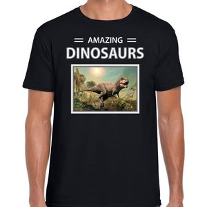 Dieren foto t-shirt T-rex dino - zwart - heren - amazing dinosaurs - cadeau shirt Tyrannosaurus Rex dinosaurus  liefhebber XXL