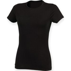 SportT-shirt Dames XS Skinni Fit Ronde hals Korte mouw Black 96% Katoen, 4% Elasthan