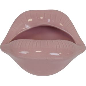Housevitamin Bloempot - Ornament Lip - Kermiek - Licht Roze - 12,5x11x7,5cm