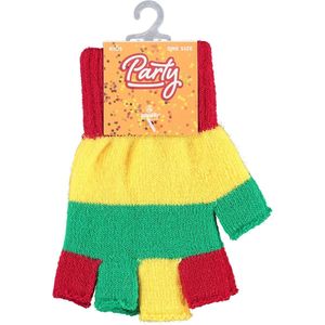 Apollo - Kinder handschoenen vingerloos - Rood-geel-groen - one size - Vingerloze handschoenen kinderen - Carnaval - Party - Feestartikelen