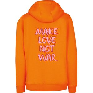 Hoodie oranje S - Make love not war - soBAD. | Hoodie unisex | Hoodie dames | Hoodie Heren | Sweater