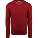 Suitable Merino Pullover V-Hals Donkerrood - Maat S - Heren