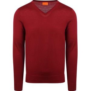 Suitable Merino Pullover V-Hals Donkerrood - Maat S - Heren