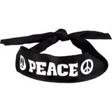 Boland - Hoofdband 'PEACE' Zwart - Één maat - Volwassenen - Unisex - 60's & 70's - Hippie & Flower Power