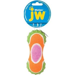 JW Mixups Ribbed Barbell - Hondenspeeltje - Met pieper - Meerkleurig - Medium - ø 14 cm