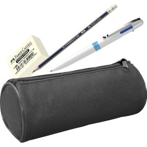 Etui - zwart - gevuld - pen, potlood, gum - WS-58100-BU