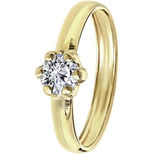 Lucardi Dames Ring met zirkonia - Ring - Cadeau - Moederdag - 9 Karaat - Geelgoud