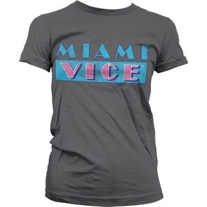 Miami Vice Distressed Logo Girly T-Shirt Damen Dark-Grey-L