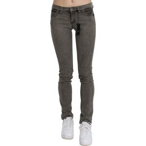 Grijze skinny denim katoenen jeans met lage taille