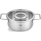 Fissler - Pure Collection - RVS Kookpan - 20cm - 2.4L - Laag met Glasdeksel