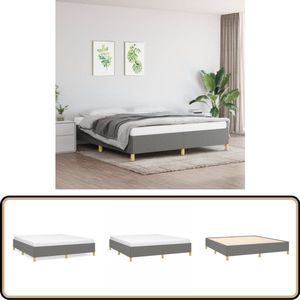 vidaXL Bedframe - 160x200 cm - Stof - Donkergrijs Boxspring Frame - Donkere Kleuren - Tweepersoons Bed - Houten Bed - Stoffen Bed