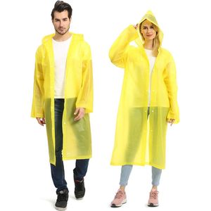 Regenjas - Set van 2 Stuks - Regenponcho met Capuchon - Unisex voor Dames & Heren - Waterdicht - Fietsponcho Lang Model - Regenpak - Volwassenen - Regen Poncho Jas - Geel