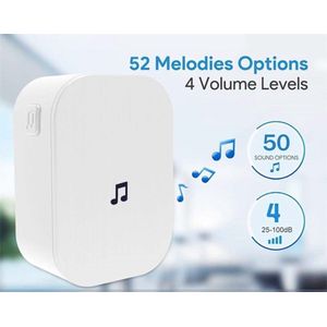 Xuuro Videodeurbel plug-in Chime met Muziek Selectie - Draadloze Deurbel Gong met Meerdere Geluid Opties