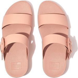 FitFlop Lulu Covered-Buckle Raw-Edge Leather Slides ROZE - Maat 39