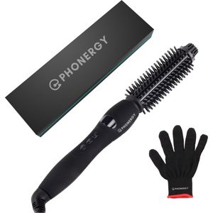 Phonergy Airflow- Warmteborstel- Fohnborstel - Krulborstel- 28 mm- 2025 -LED display - Titanium - Keramisch - High end - Inclusief Hittebestendige Handschoen -Mat zwart