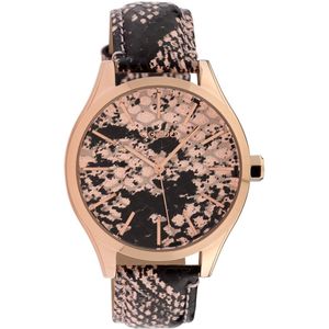 OOZOO Timepieces - Rosé goudkleurige horloge met python leren band - C10430