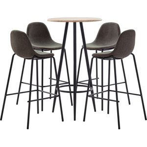 The Living Store Barset - Modern design - Eiken - 60 x 107.5 cm - Donkergrijs - 51 x 49 x 99 cm - 4 barstoelen