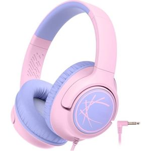 StayPowered Kinderheadset - Gehoorbescherming en Gemoedsrust Gecombineerd! - met Volumebegrenzing - Kristalhelder Stereogeluid - Draaibare Oorschelpen - Verstelbare Hoofdband - Compact Design - Roze - Levering Sneller dan Aangegeven!