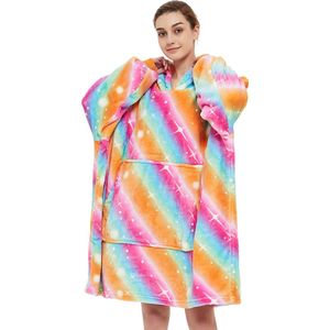 Badrock Hoodie deken - Fleece deken met mouwen en capuchon – Oversized hoodie deken met mouwen – Fleece TV deken – Plaid met mouwen – hoodie blanket - Warm & zacht – Fleece poncho - multicolor