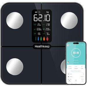 Weegschaal - Personenweegschaal voor lichaamsvet en spiermassa - 15 lichaamsgegevens - Digitale lichaamsvetanalyse - Slimme testwinnaar - Met