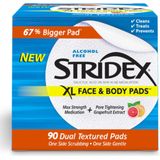 Stridex Acne Pads XL for Face and Body  - Alcohol Free 90 stuks