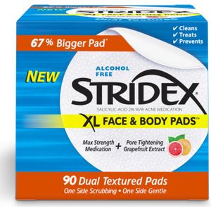 Stridex Acne Pads XL for Face and Body  - Alcohol Free 90 stuks