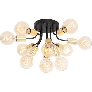QAZQA juul - Design Plafondlamp - 10 lichts - Ø 61 cm - Zwart Goud - Woonkamer | Slaapkamer | Keuken