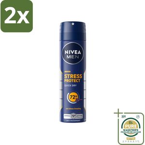 Nivea - Men - Deodorant - Spray - Stress Protect - 150 ml - Voordeelverpakking - 2 stuks - Stresszweet - Anti-transpirant