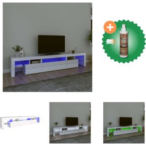 vidaXL Tv-meubel met LED-verlichting 215x36-5x40 cm hoogglans wit - Kast - Inclusief Houtreiniger en verfrisser