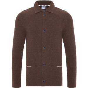 R2 Amsterdam - Cardigan Merino Wol Bruin - Heren - Maat XXL - Regular-fit