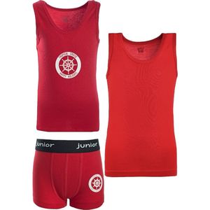 Junior - Ondergoedset - Egyptisch katoen - Rood - 13/14 jaar