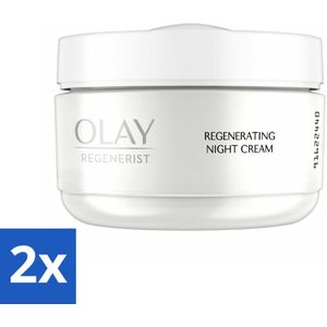 2 x Olay - Regenerist - Nachtcrème - Regenererend - Alle Huidtypes - 50 ml - Nachtcreme - Anti-rimpel - Anti-aging - Huidverjonging - Olay