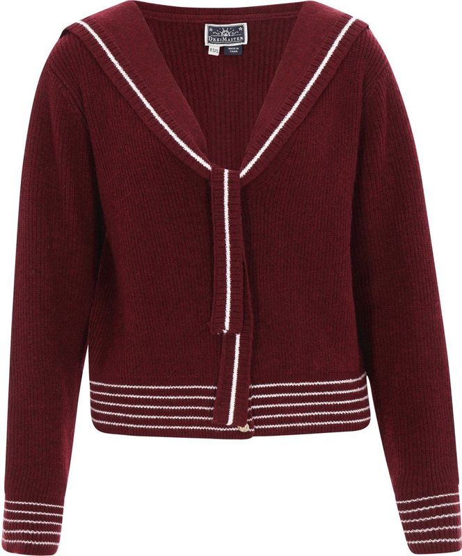 DreiMaster - Maritim - Gebreid Vest - Donkerrood / Wit