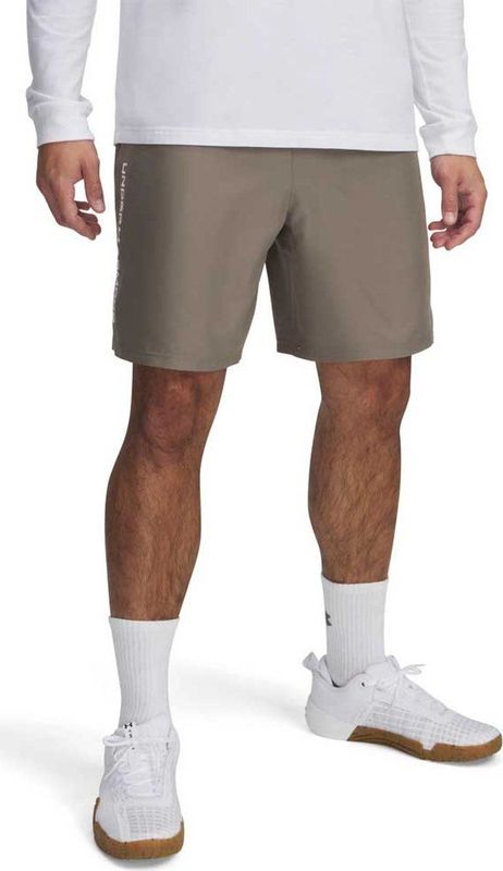 Under Armour - Tech Woven Wordmark - Korte Broek - Bruin Wit - 100% Polyester