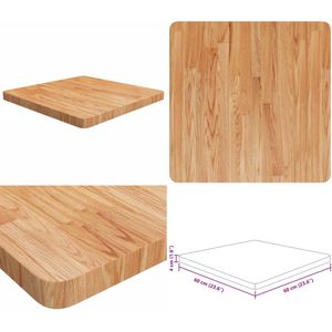 vidaXL Tafelblad vierkant 60x60x4cm massief eikenhout lichtbruin - Tafelblad - Tafel - Houten Tafelblad - Tafels