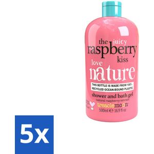5 x Treaclemoon The Raspberry Kiss Bad en Douchegel 500 ml - Dierproefvrij - Verzorgend - Zachte Schuim - Zoete Geur - Fruitige Geur