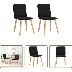 The Living Store Eetkamerstoelen 2 st stof zwart - Eetzit - Eetkamerstoel - Comfortabele Stoel - Luxe Stoel - Zwarte Stoel