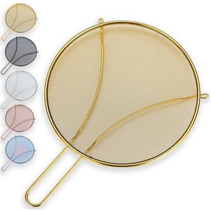 30 cm gouden spatbescherming voor koken, roestvrij staal fijn gaas voor koekenpan, vetbescherming voor pan om hete oliespatten te stoppen, bescherm de huid tegen brandwonden, veilig kookdeksel