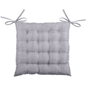 Stof Textile stoelkussen BEA - grijs - 40 x 40 x 4 cm - touwtjes sluiting - binnen/buiten - zitkussens plat