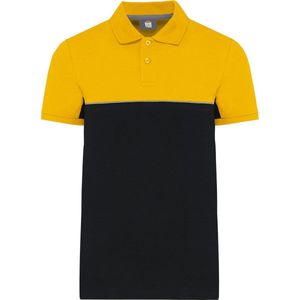 Polo Unisex 4XL WK. Designed To Work Kraag met knopen Korte mouw Black / Yellow 60% Katoen, 40% Polyester