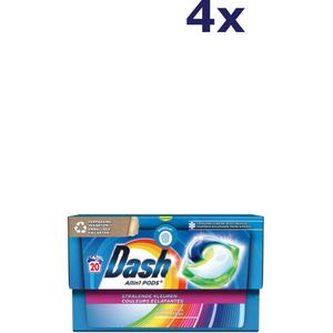 4x Dash Pods wasmiddel Allin1 - 20sc 414gr stralende kleuren